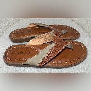 Tommy Bahama men’s Anchors Ashore thong flip flops brown leather summer outdoor
